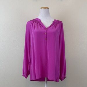 Lilly Putlizer 100% Silk Women's Purple Blouse Size Medium